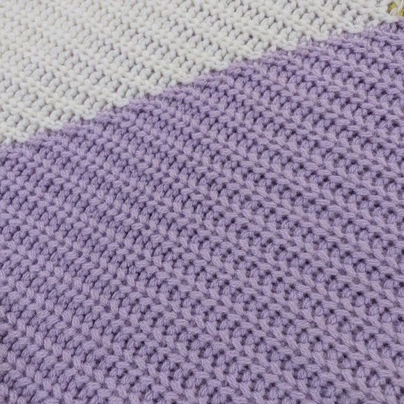 Trendy Colorblock Sweater - Cream, Purple, Yellow Crop Women's Large - Picture 4 of 11